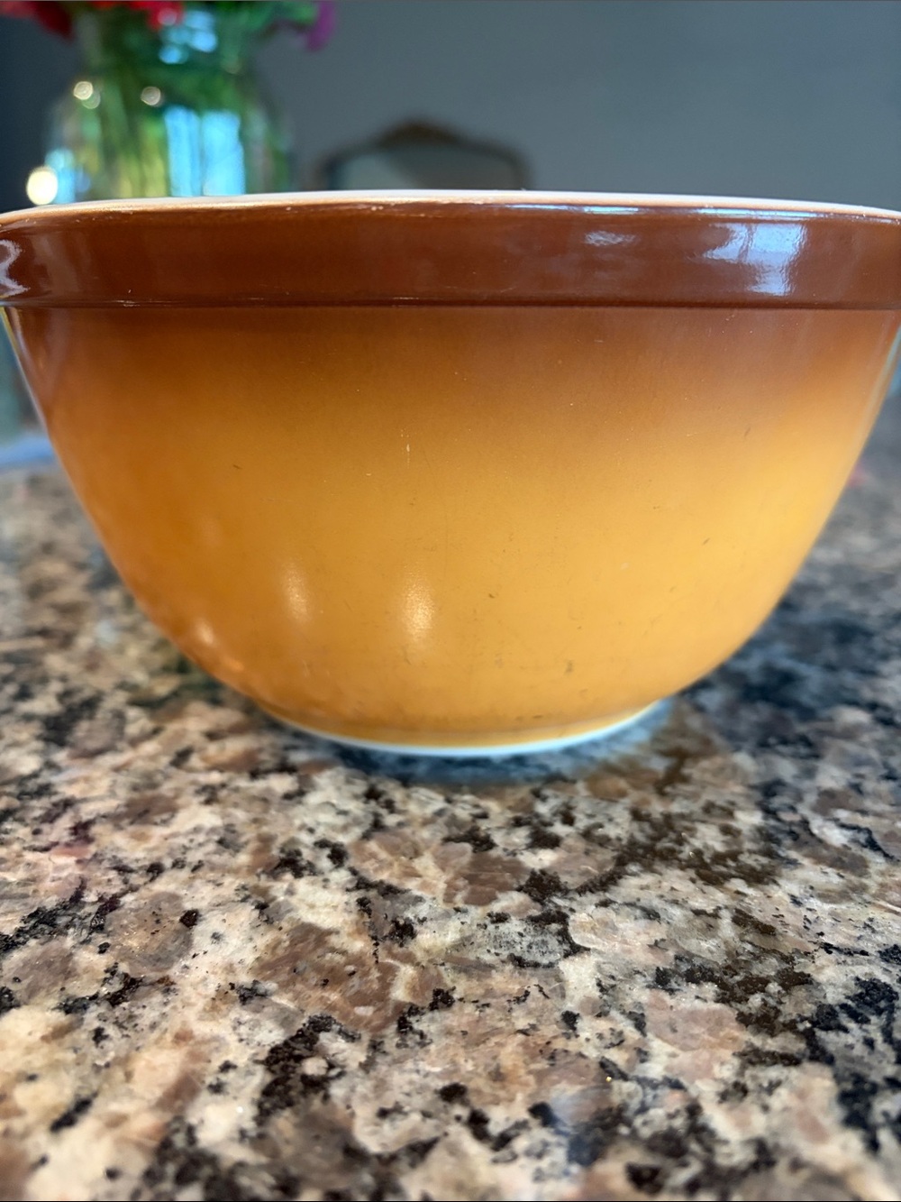Vintage Pyrex Brown and Yellow Mixing Bowl